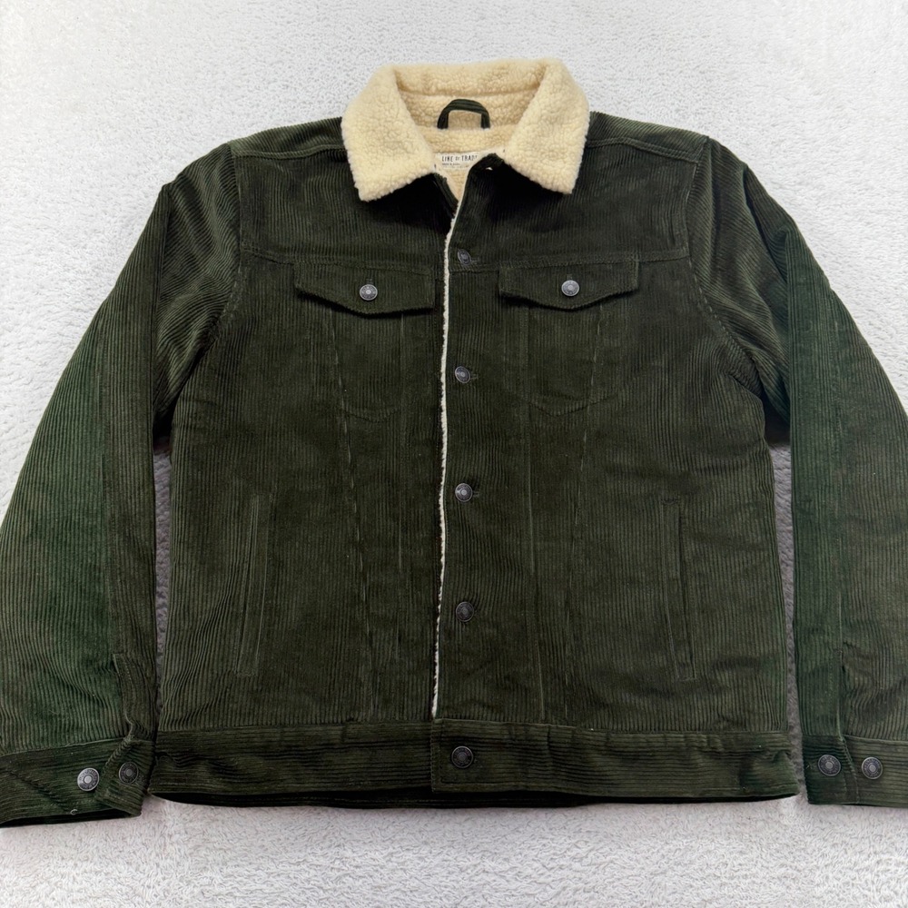 Line of Trade Mens Sherpa Lined‎ Corduroy Trucker Jacket Forest Green Large L